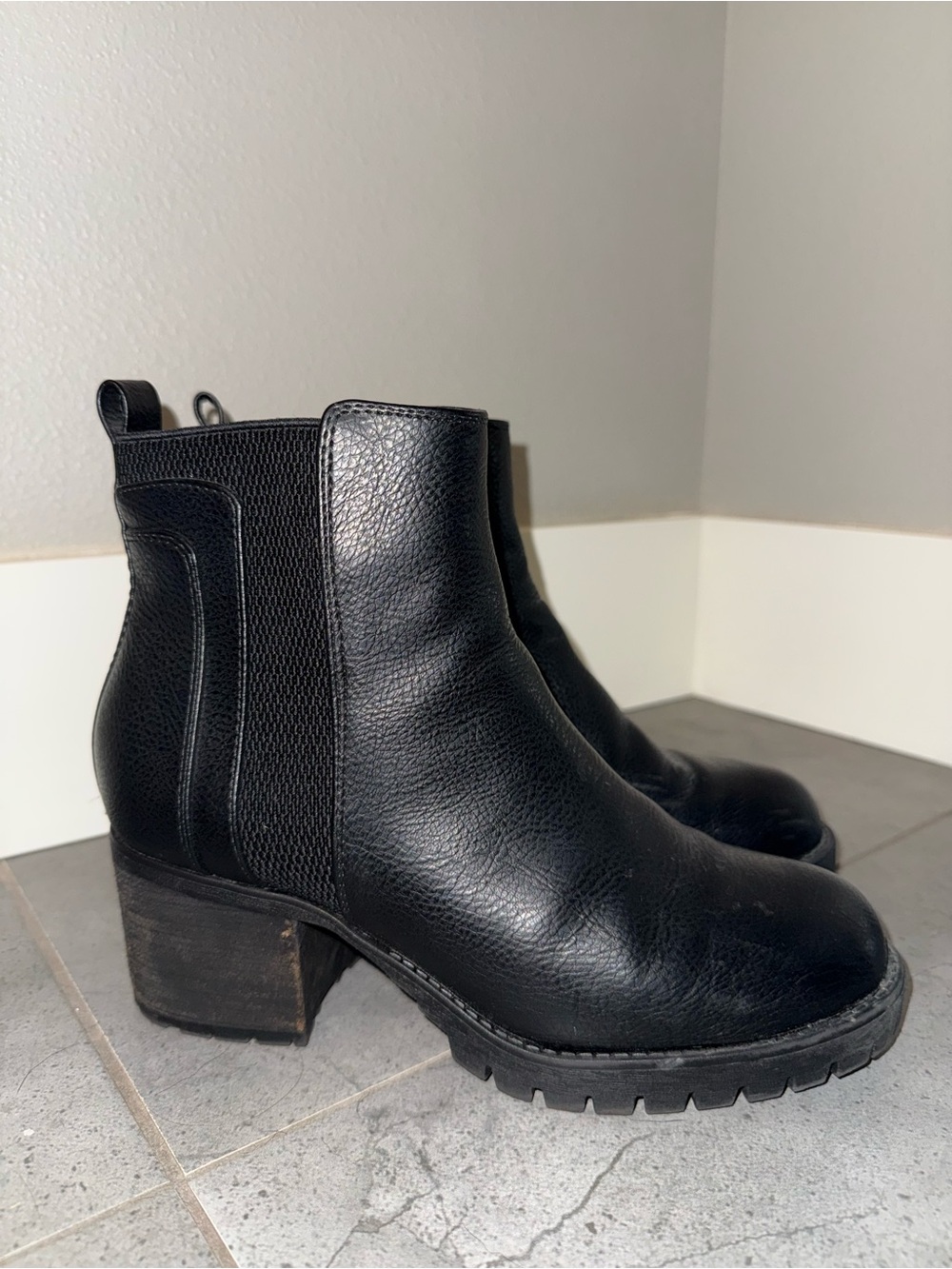MIA Black Leather Chelsea Ankle Boots